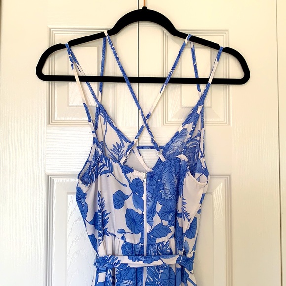 My Michelle Blue and White Linen Jumpsuit - Picture 6 of 9